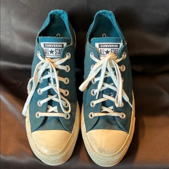 Converse Teal Canvas Sneakers with White Accents - Picture 1 of 3